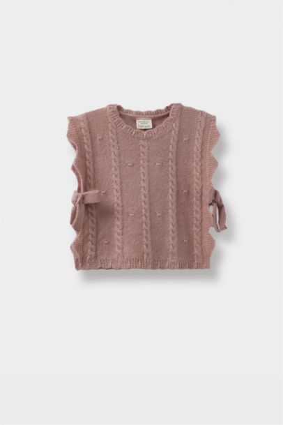 Baby Girl Regular Fit Crew Neck Knit Vest