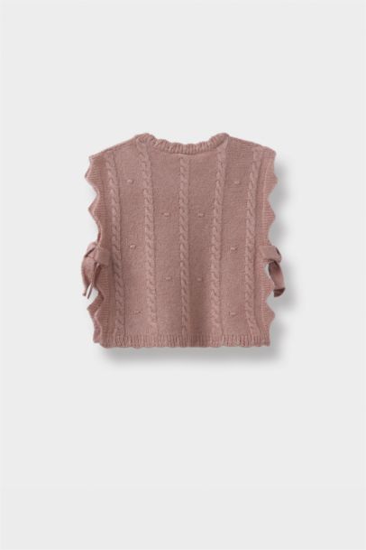 Baby Girl Regular Fit Crew Neck Knit Vest
