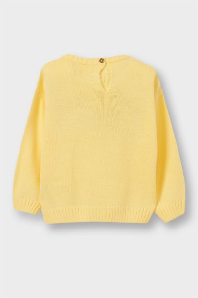 Pull en tricot col rond à motifs fleurs pour bébé fille