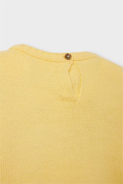 Pull en tricot col rond à motifs fleurs pour bébé fille