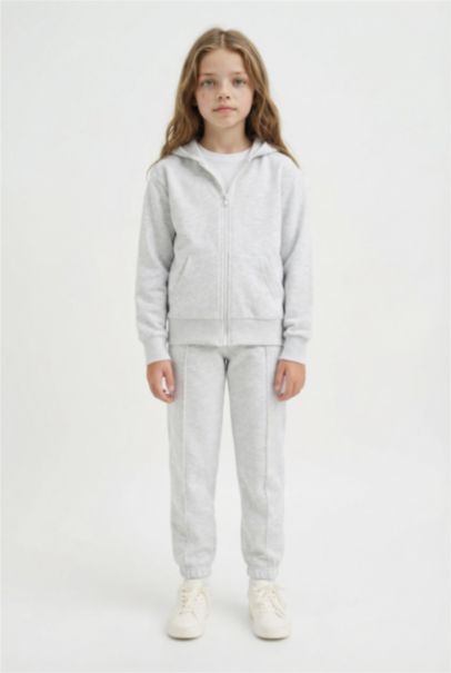 Girl Basic Hooded Zippered Sweatshirt