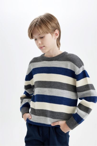 Boy Child Color Block Regular Fit Knitwear Pullover
