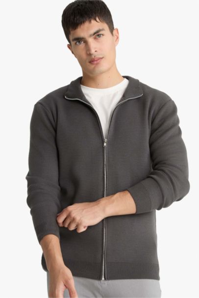 Cardigan à col montant et fermeture zip Coupe standard