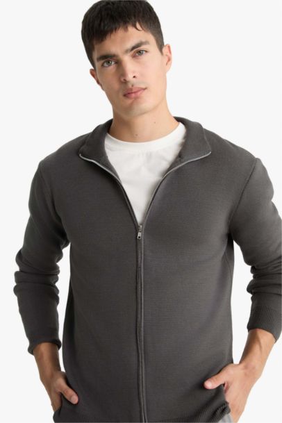 Cardigan à col montant et fermeture zip Coupe standard