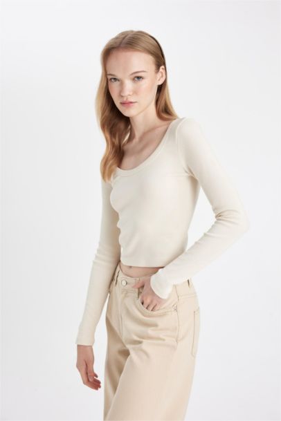 تيشيرت سادة ردن طويل سليم فيت مضلع