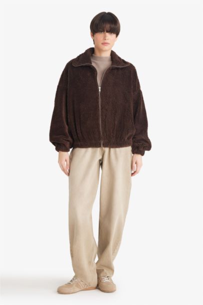 Oversize Fit Polo Collar Cardigan