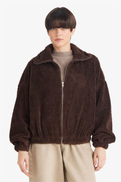 Oversize Fit Polo Collar Cardigan