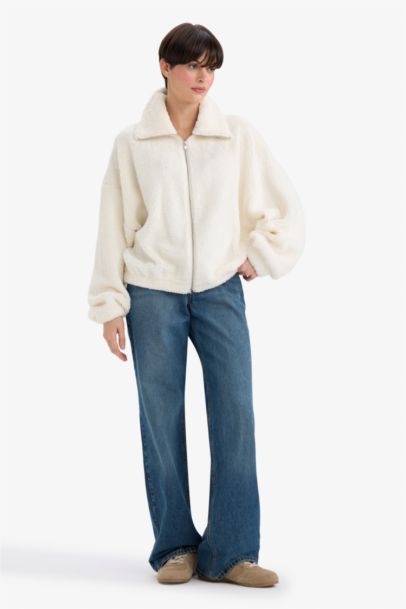 Oversize Fit Polo Collar Cardigan