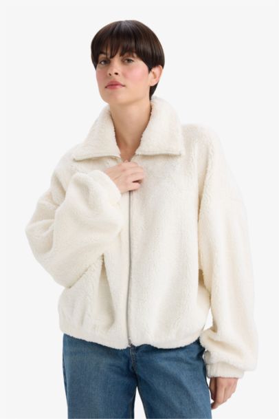 Oversize Fit Polo Collar Cardigan