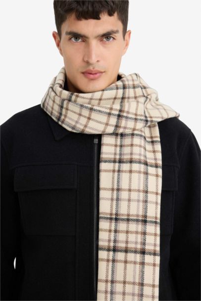 Man Plaid Neck Scarf