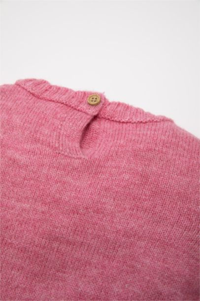 بلوفر بناتي تريكو قصة عادية برقبة مستديرة