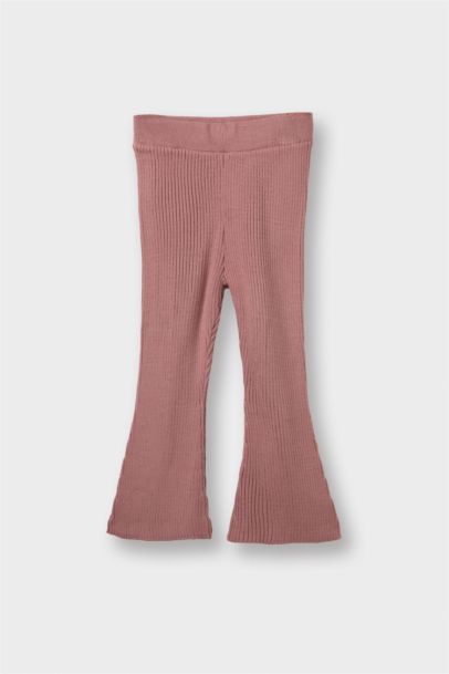 2'li Takım Çizgili Polo Yaka Triko Kazak İspanyol Paça Triko Tayt Kız Bebek