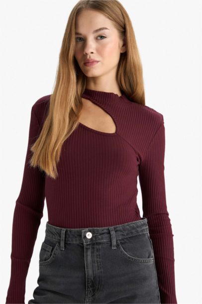 Slim Fit Long Sleeve Crew Neck Ribbed T-shirt