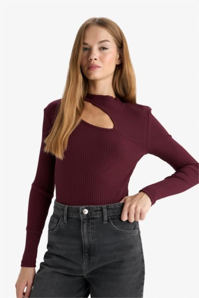 Slim Fit Long Sleeve Crew Neck Ribbed T-shirt