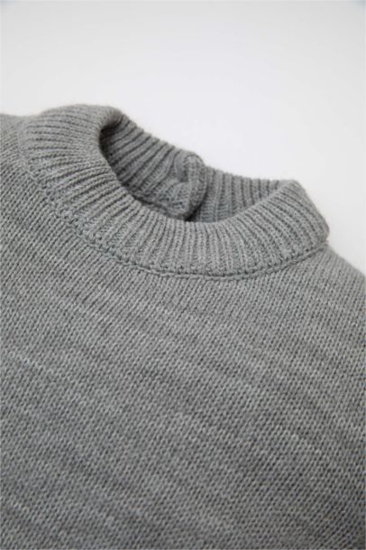 Yarım Balıkçı Yaka Uzun Kollu Triko Elbise Kız Bebek