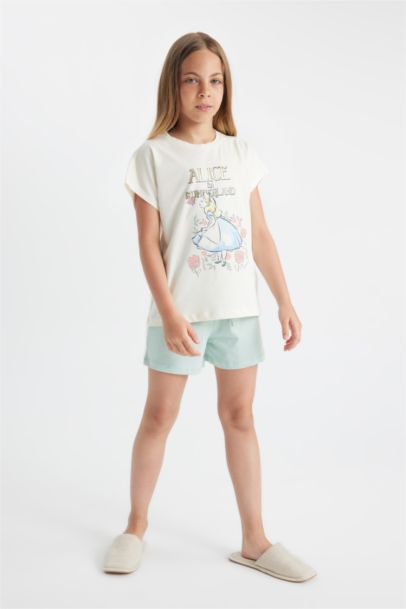 Girl Alice In Wonderland Boxy Fit 2 Piece Pajama Set