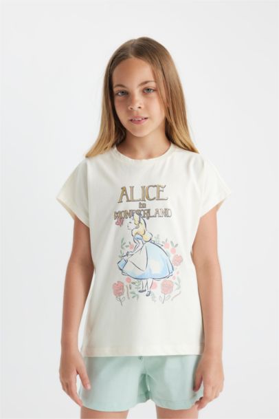 Girl Alice In Wonderland Boxy Fit 2 Piece Pajama Set