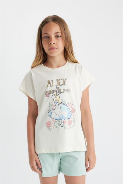 Girl Alice In Wonderland Boxy Fit 2 Piece Pajama Set