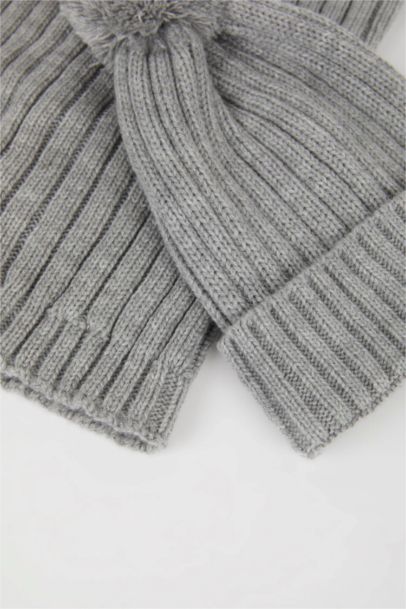 Écharpe et Bonnet à Pompon en tricot pour BéBé Garçon