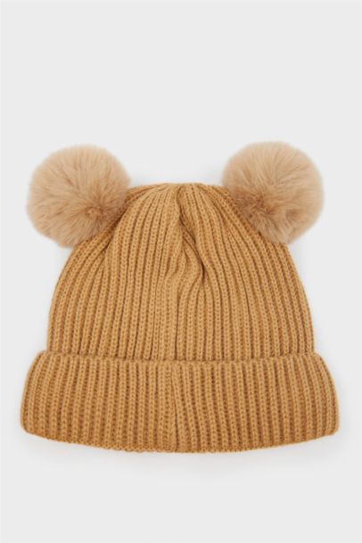 Erkek Bebek Nakışlı İçi Polarlı Triko Bere