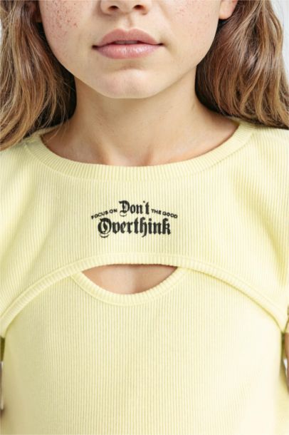 تيشيرت بناتي نص كم مضلع - قطعتين