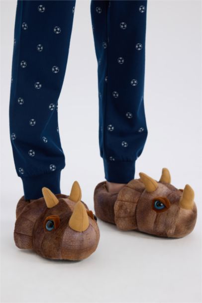 Boy Rhinoceros Themed Plush Home Slippers