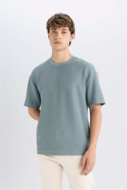 تيشيرت نص ردن اوفر سايز بياخة مستديرة