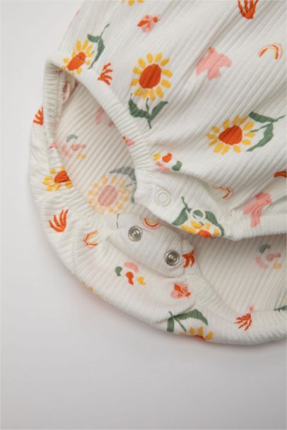 Baby Girl Newborn Floral Ribbed Sleeveless Jumpsuit