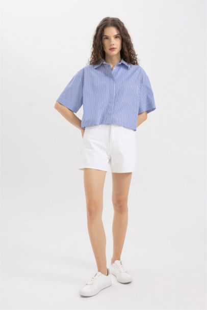 Poplin Short Sleeve Crop Shirt