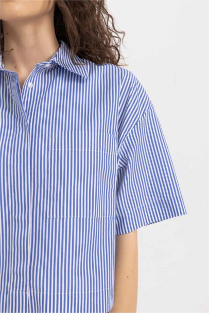 Poplin Short Sleeve Crop Shirt