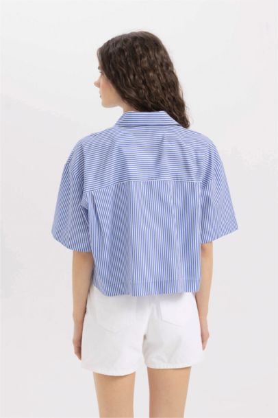 Poplin Short Sleeve Crop Shirt