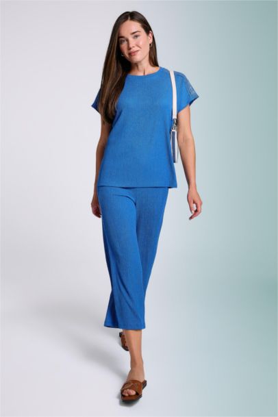 Wide Leg Straight Crop Trousers