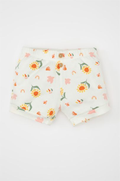 Baby Girl Ribbed Camisole Floral T-Shirt Shorts 2 Piece Set