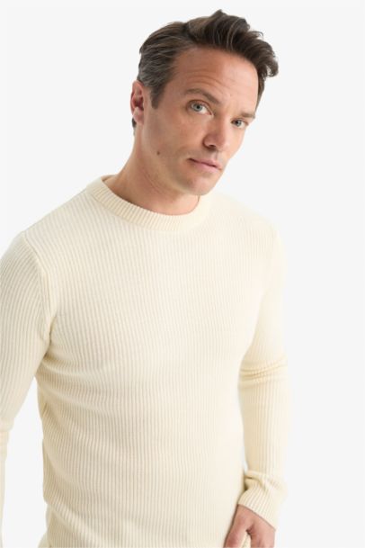 Pull en tricot texturé à col rond Coupe standard