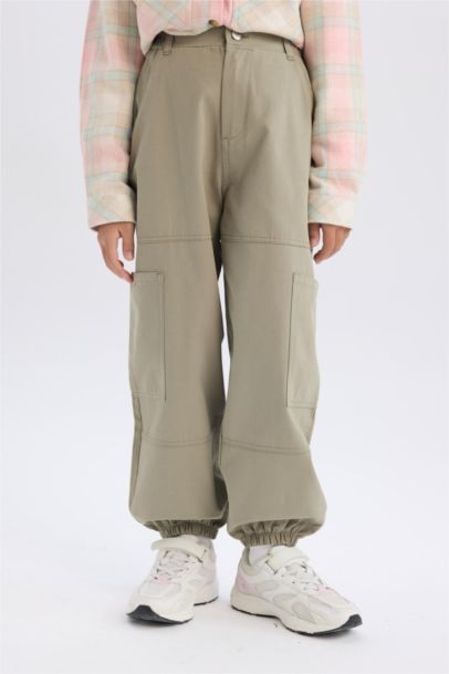 Girl Parachute Cotton Cargo Pants