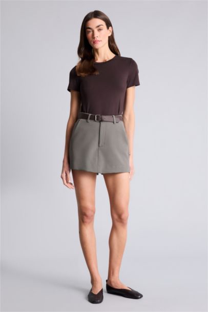 Yüksek Bel Kemerli Şort Etek