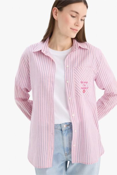 Tunique longue en coton imprimée à manches longues Coupe décontractée