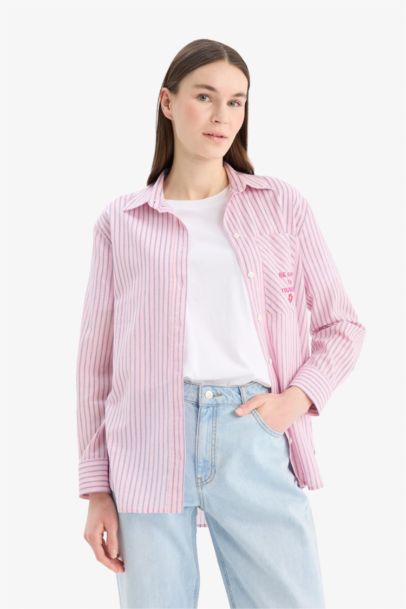 Tunique longue en coton imprimée à manches longues Coupe décontractée