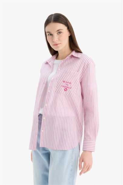 Tunique longue en coton imprimée à manches longues Coupe décontractée