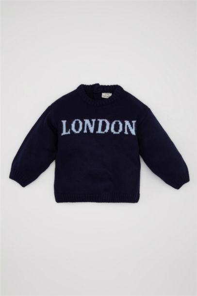 Baby Boy Blue Letter Printed Knitted Pullover