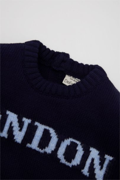 Baby Boy Blue Letter Printed Knitted Pullover