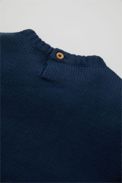 Pull en Tricot Indigo avec Imprimé pour Bébé Garçon