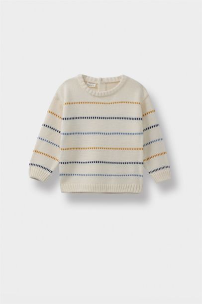 Pull tricot rayé à col rond pour bébé garçon