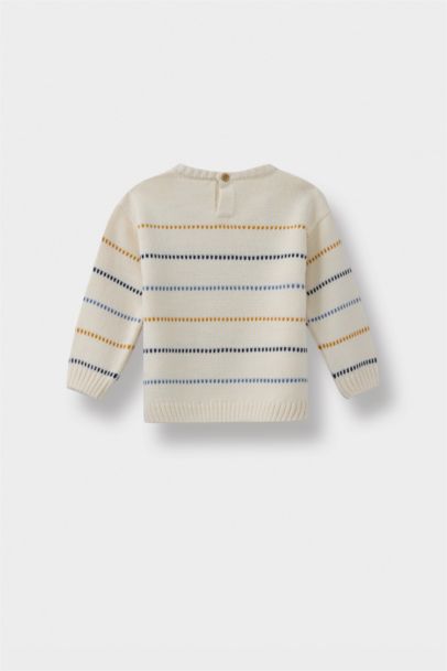 Pull tricot rayé à col rond pour bébé garçon