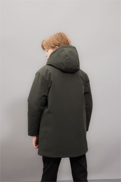 Boy Waterproof Hooded Zippered Pocketed Puffer Jacket