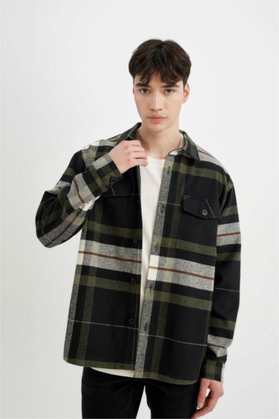 Relax Fit Plaid Lumberjack Long Sleeve Shirt