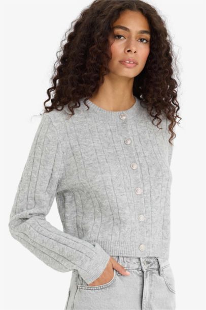 Regular Fit Crew Neck Cardigan