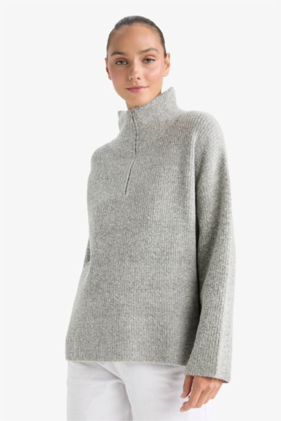 Pull en tricot à demi-zip Coupe décontractée