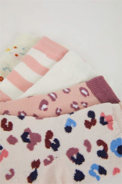 Kız Bebek Dikişsiz 4'lü Pamuklu Uzun Çorap