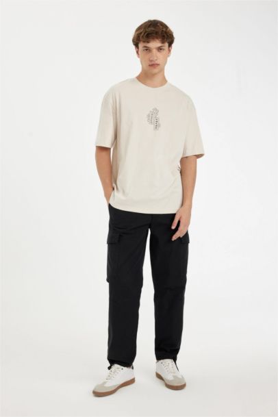 Boxy Fit Crew Neck Back Printed T-Shirt